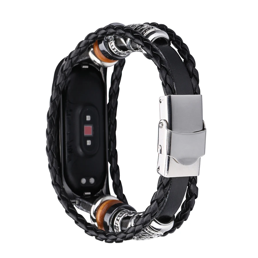 Ремешок для часов Mi Band 4 плетеный браслет из искусственной кожи в стиле ретро Xiaomi