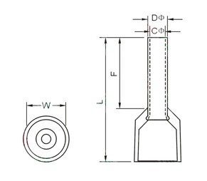 Концевики для шнура с двойным входом 200 шт. 10 AWG 6 0 мм2 двойные изолированные
