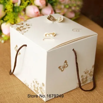 

11.5 x11.5x10CM Butterfly tote Backing Cake box/Western-style food /cup cake Box/Biscuit snack packaging/EggTart box 50pcs/set