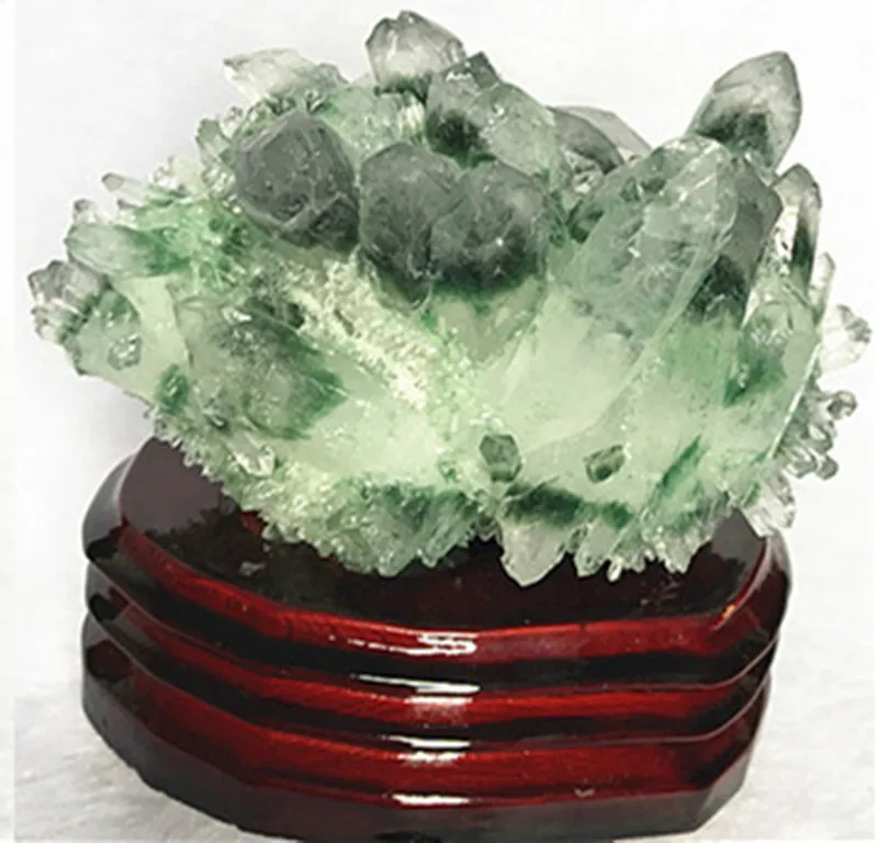 

BEST!! Rare New NATURAL Green Ghost Quartz Crystal Cluster Aura Quartz Crystal Titanium Bismuth Silicon Specimen