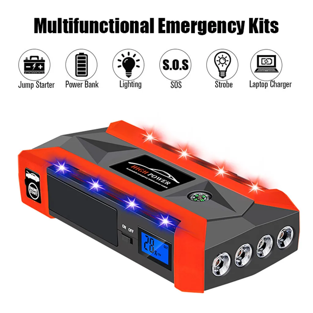 

20000mAh 12V LCD 4 USB Car Jump Starter Pack Booster Charger Car Battery Buster Power Bank Board Circuit Home Improvement
