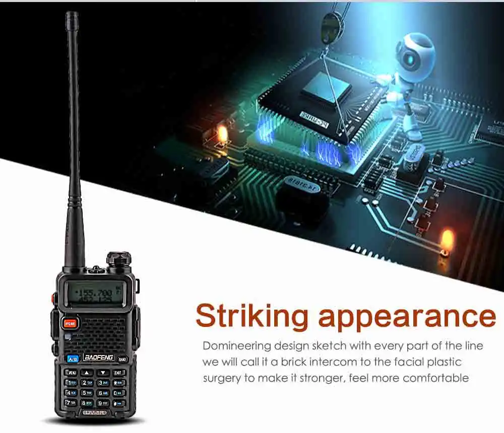 2Pcs BaoFeng UV-5R Walkie Talkie VHFUHF136-174Mhz&400-520Mhz Dual Band Two way radio Baofeng uv 5r Portable Walkie talkie uv5r (2)