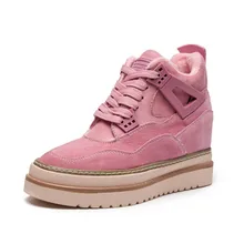 Женские ботильоны; коллекция года; сезон осень-зима; кроссовки для девочек, визуально увеличивающие рост; женские ботинки; кожаная зимняя обувь на платформе; женские ботинки