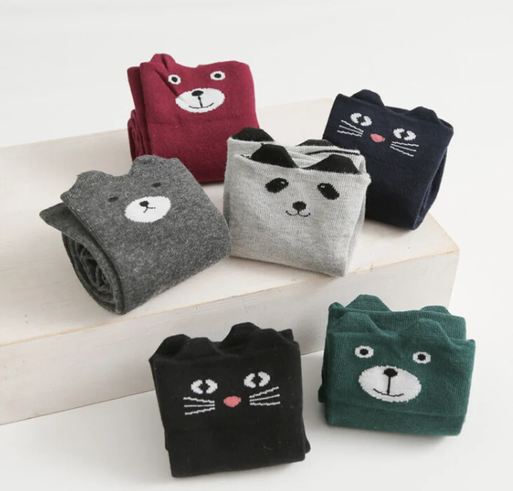 

2018 Lovely Cute Kawaii Girls Stockings Character Printed Children Kids Girl Animal Pattern Knee High Socks harajuku Socks L*5