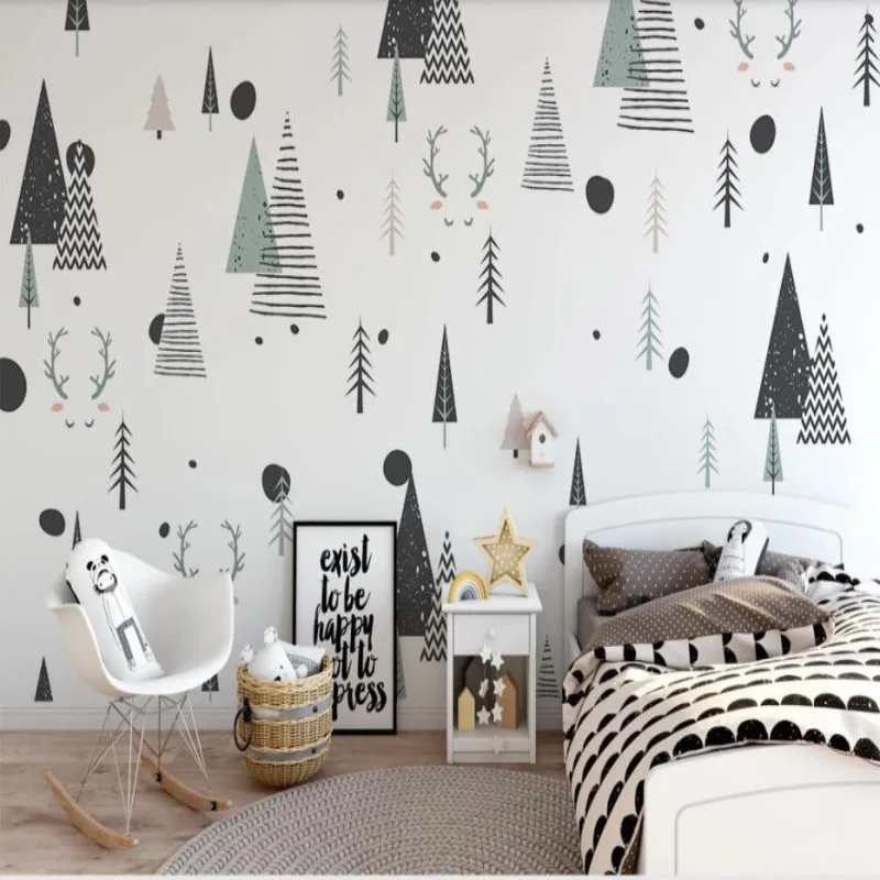 Modern minimalist Nordic abstract geometric personality children room background wall Modern minimalist Nordic abstract geometric personality children room background wall