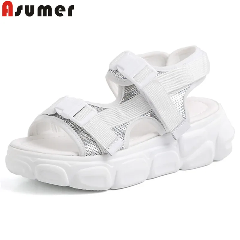 

Asumer big size 35-42 new summer sandals bling casual ladies shoes comfortable flat platform sandals high heels women sandals