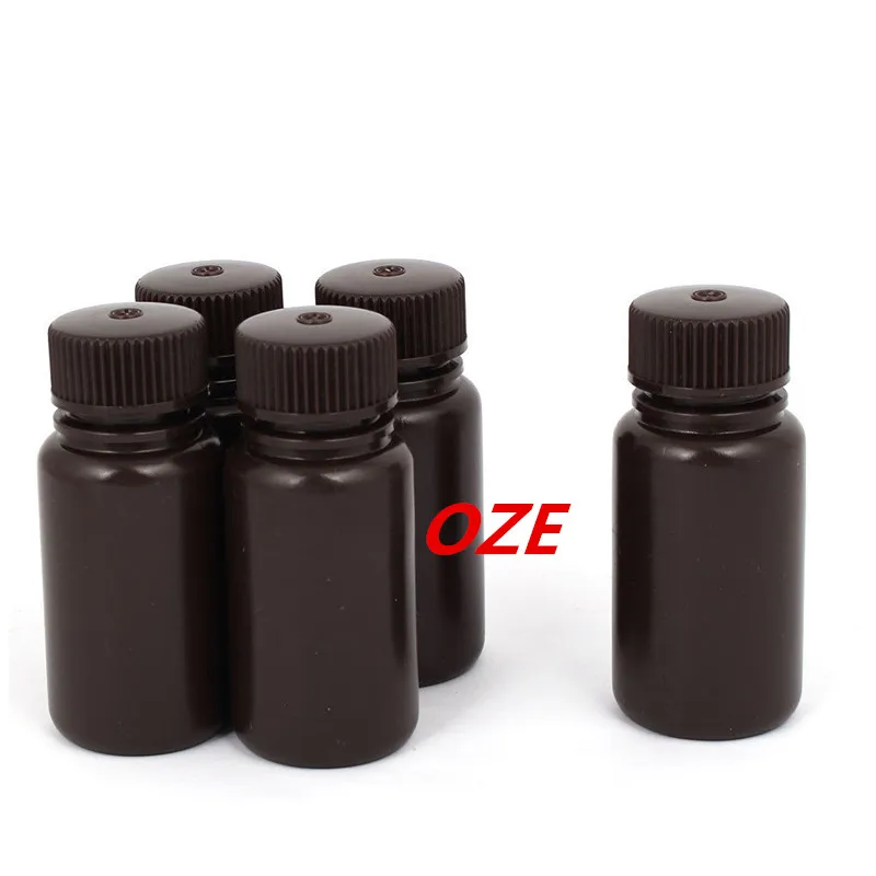 

5Pcs 60ml Plastic Wide Mouth Laboratory Reagent Bottle Sample Bottle Brown