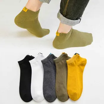 

1 Pair Fashion Cotton Solid Color Short Sock Men Women Casual Shallow Mouth Cloth Label Short Sock Breathable Hosiery Random