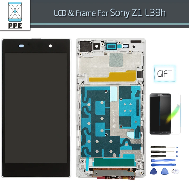

Mobile Phone Screen Replacement For Sony Xperia Z1 L39H C6902 C6903 Z1 LCD display Touch Screen Digitizer With Frame Assembly