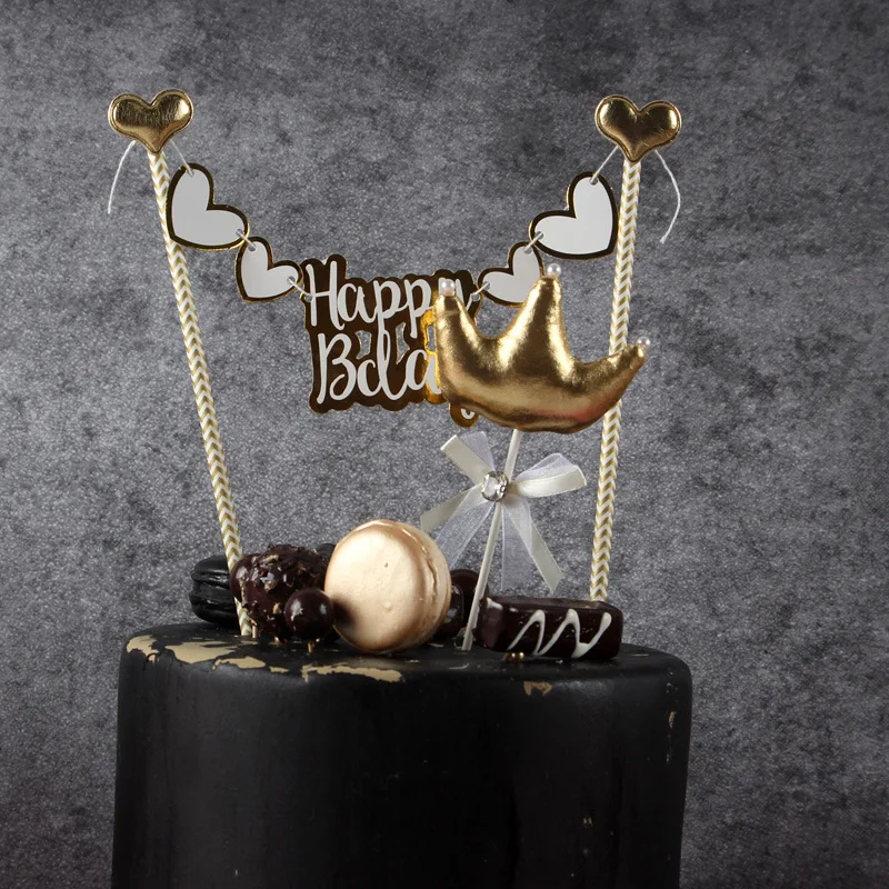 В форме сердца баннер день рождения торт Топпер выпечки украшения с днем рождения торт флаг Детские вечерние украшения высокого качества