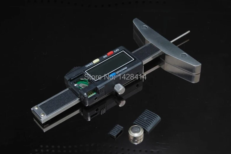 0-150 мм* 3 мм Цифровой глубиномер с тонкий стержень Электронные Цифровые датчики глубины с 2 монтажными отверстиями на базе и ручка с тонким стержнем