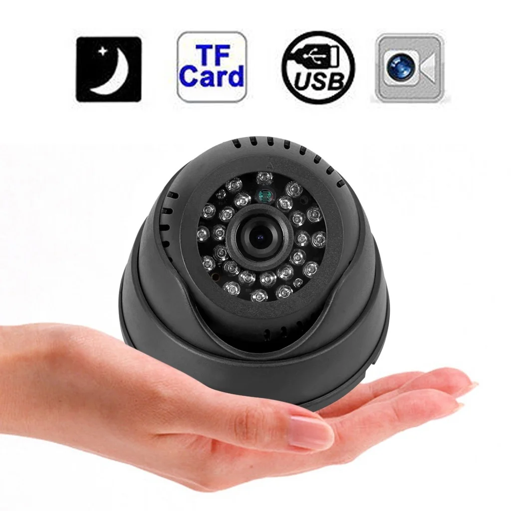 Купол Крытый CCTV безопасности Камера Micro SD/TF Ночное видение DVR Регистраторы с 4 ГБ карты