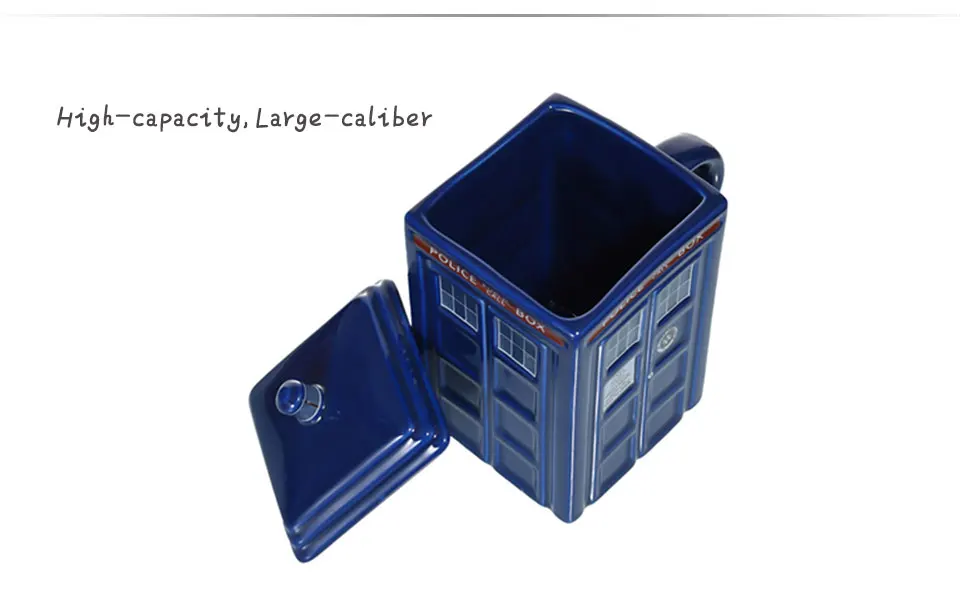 Doctor Who Tardis Police Box Ceramic Mug Cup With Lid Cover For Tea Coffee Mug Funny Creative Gift Christmas Presents Kid Men(3)