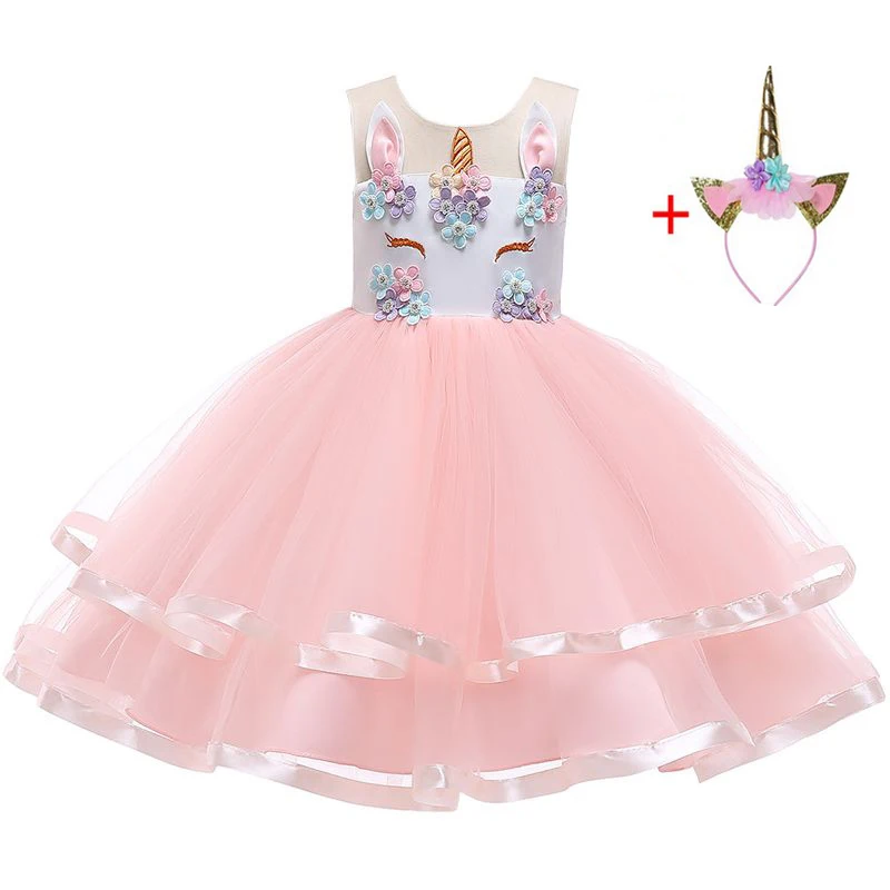 Одежда для маленьких девочек; вечерние костюмы с единорогом для девочек; карнавальный костюм принцессы на Рождество и год; детское платье; Vestidos Unicornio infantil