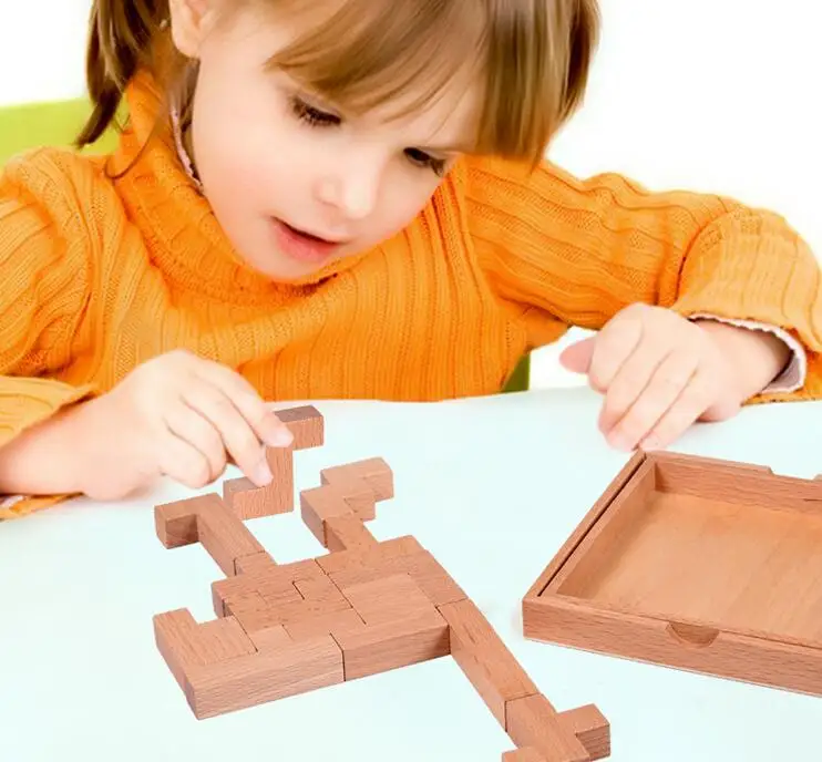Новое качество IQ Деревянный Паззлы игра логический Логические Tangram для детей и взрослых