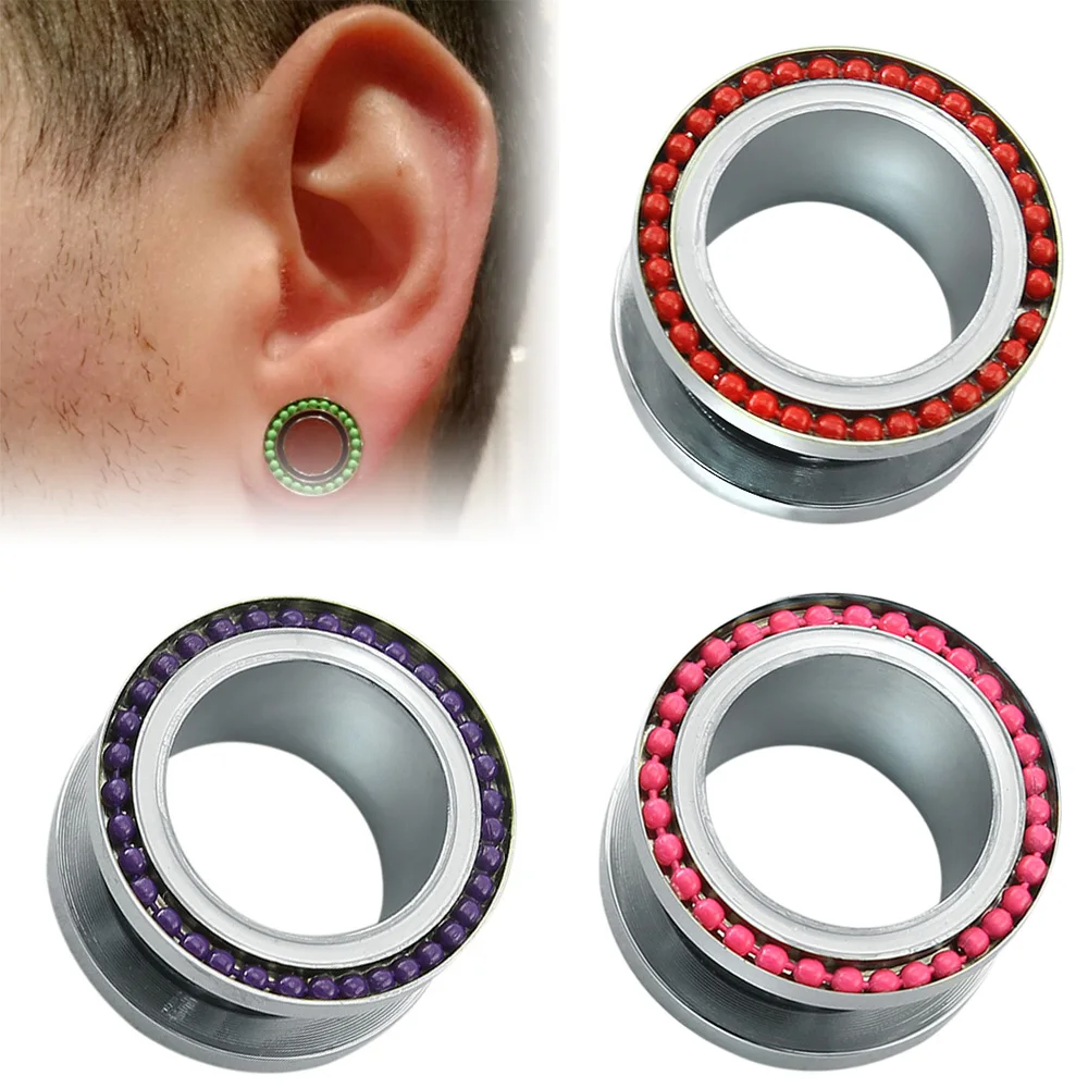 Stainless Steel Ear Tunnel Screw Fit Flesh Plug Expander with Small Ball Gauges Stretcher Piercing Jewelry | Украшения и