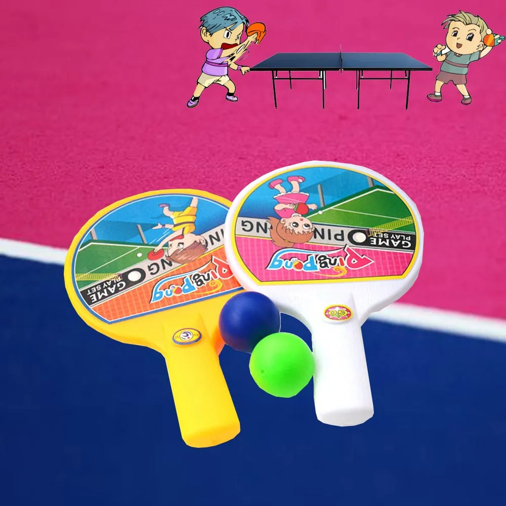Funny Mini Plastic Table Tennis Racket With 2 Ping Pong Bats Balls Kids