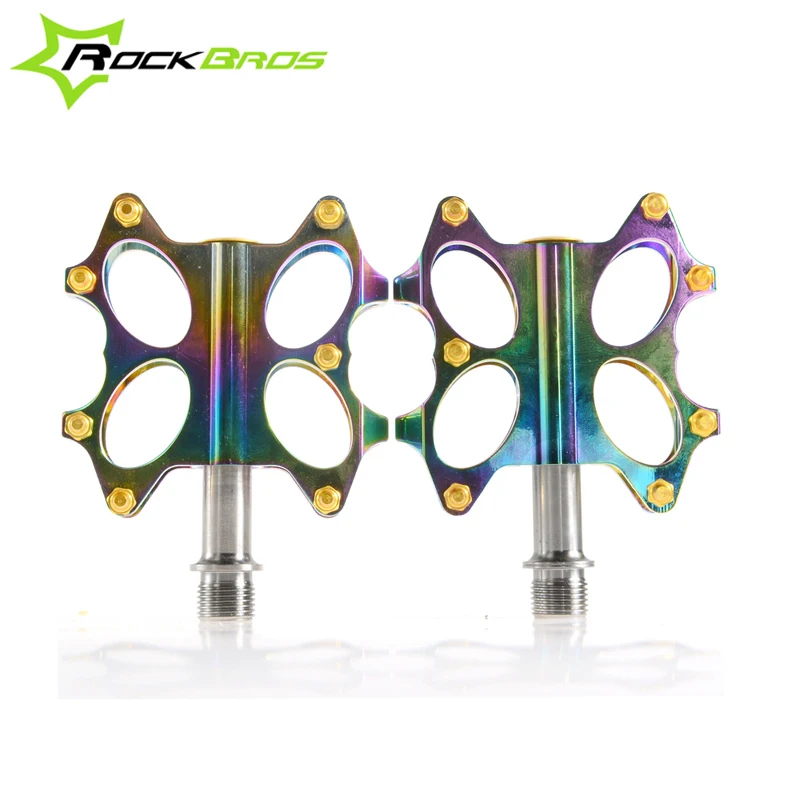 ROCKBROS Bike Riding BMX Platform Flat Pedals CNC Titanium Spindle Ti