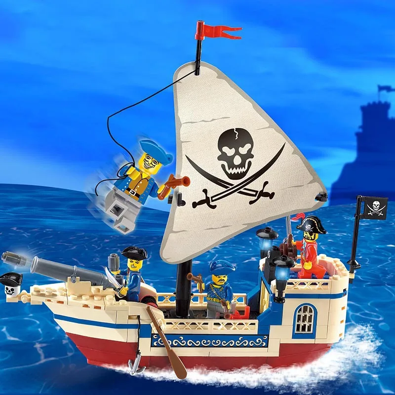 

188Pcs City Pirates Of Caribbean Bricks Bounty Pirate Ship Building Blocks Sets Educational Toys for Children
