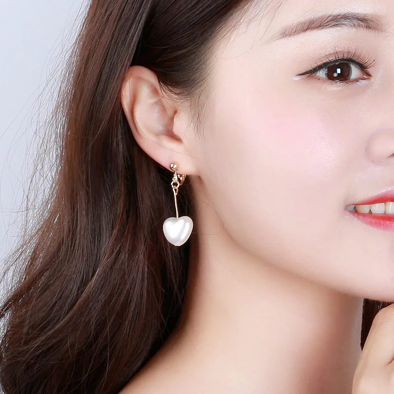 

Simple Natural Freshwater Pearls Dangle Earrings for Women Bridal Knotted Gold Heart Earrings Pendientes Mujer Moda 2019 Jewelry