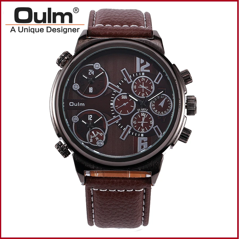 font b Oulm b font 3299 Sport Watch Three Time Brand Zones Quartz font b