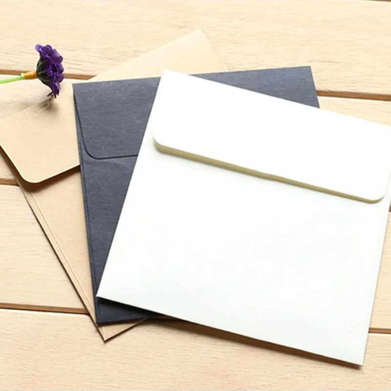100 шт 10*10 см Крафт квадратные мини пустые конверты для членских открыток маленькие бумажные конверты для хранения поздравительных открыток