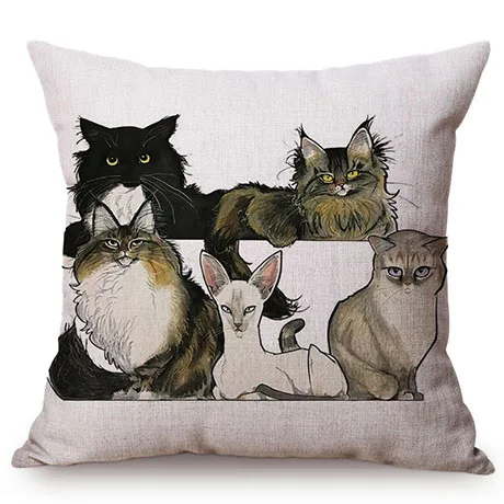 Pet Dog Animals Funny Style Cushion Cover Dachshund Schnauzer Dog Children Like Cotton Linen Sofa Decorative Throw Pillow Case M110-14
