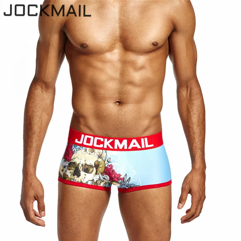 Бренд jockmail цифровой шлепанцы с принтом в виде черепов; Мужское нижнее белье боксеры Мужские шорты для купания сексуальные кальсоны боксер самакуэка, нижнее белье, трусы