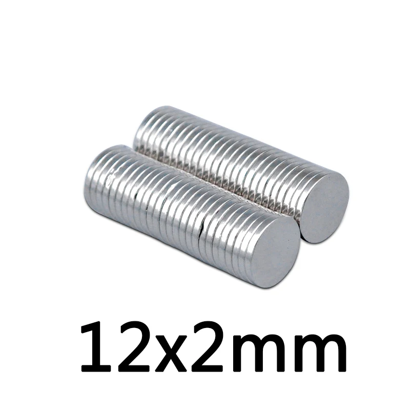 50 шт. неодимовый магнит 12x2 редкоземельный маленький сильный Круглый постоянный 12*2 мм Электромагнит на холодильник NdFeB никель магнитный 3 м клей
