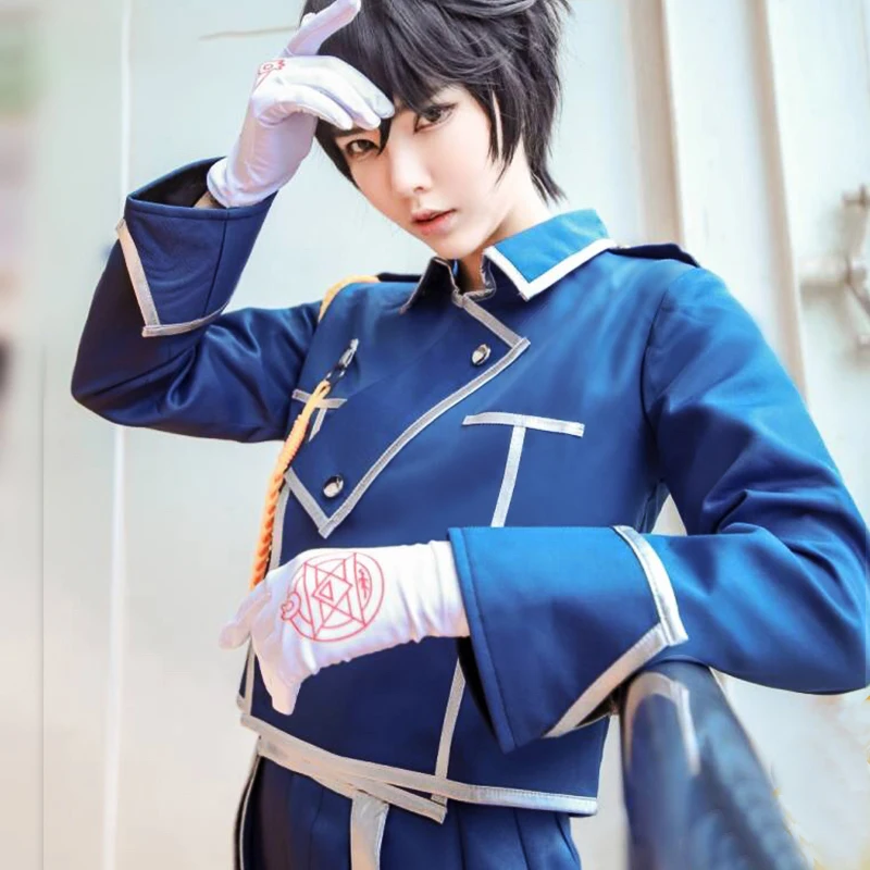 

Anime FullMetal Alchemist Roy Mustang Cosplay Costume Halloween Carnival Unisex Outfit Custom Made Top Jacket Pants Gloves