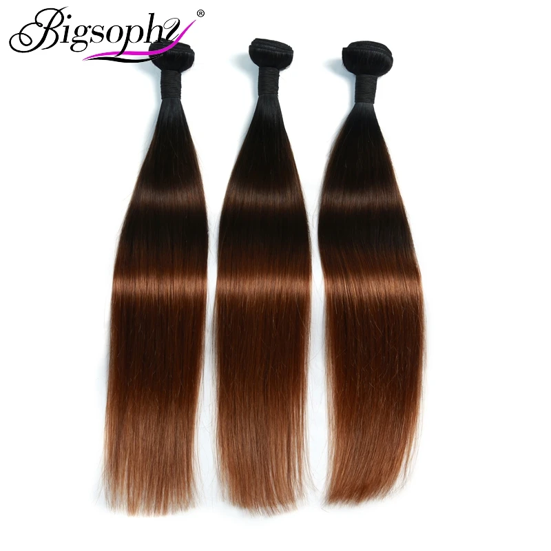 

Bigsophy Hair Brazilian Hair Weave Bundles Straight Human Hair 3 Bundles 10-28 inch Top Remy Hair 3 Tone Ombre Color 1B/4/30