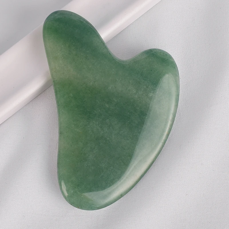 Скребок Gua Sha с коробкой для акупунктуры лица, массажный инструмент, натуральный зеленый авантюрин, скребок для спины и ног, спа-терапия, Нефритовая доска