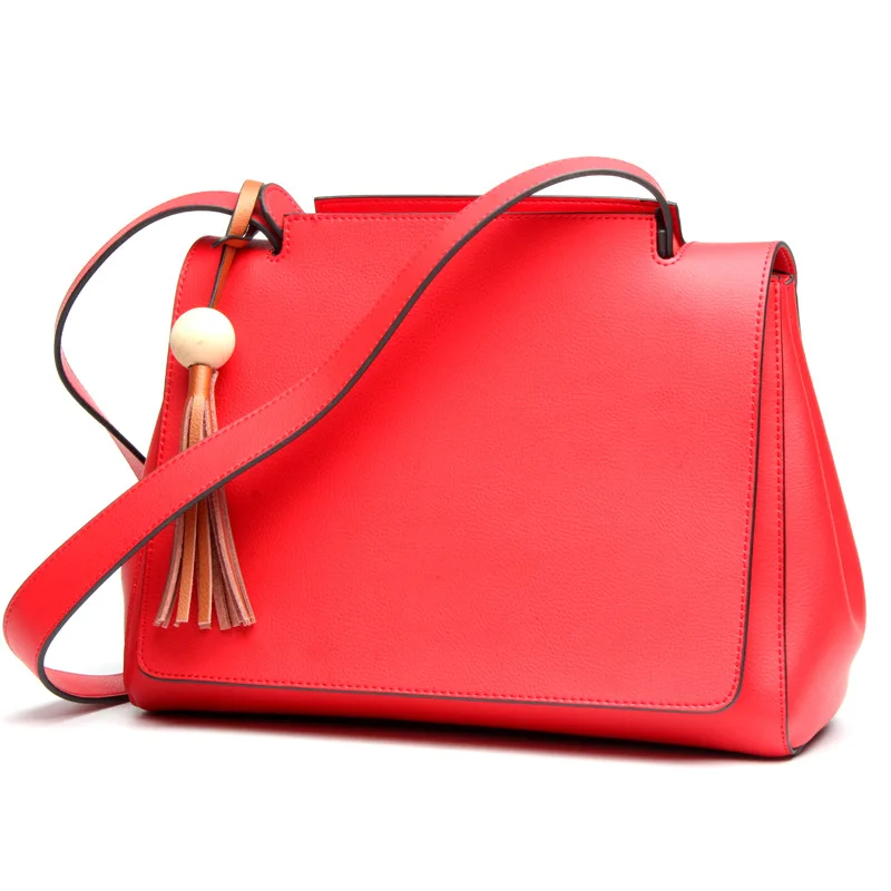 

New style ladies fashion full leather shoulder bag Korean style cross models square wide shoulder belt wild leather flip bag