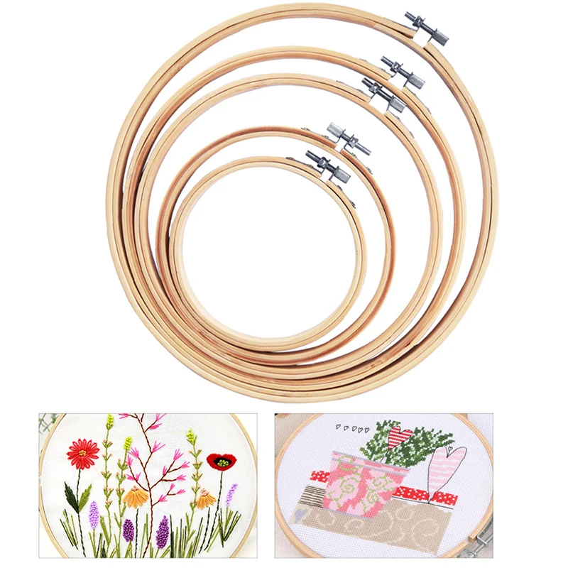 

Bamboo Cross Stitch Round Frame Circle Practical Embroidery Hoops Handcraft Embroidery Ring Durable Needlework Tools
