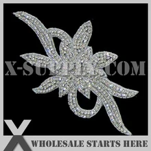 30 шт./партия) Свадебная металлическая аппликация из горного хрусталя бисерная нашивка для свадебное платье под заказ украшение, X1-RAT2194