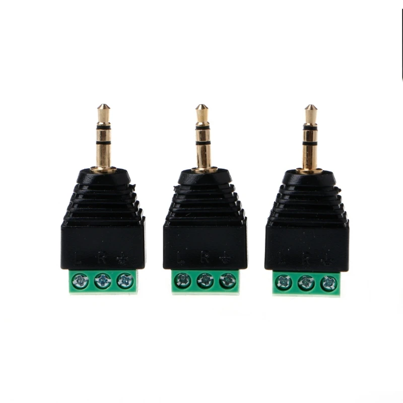 

3 Pcs Video AV Balun 3.5mm 1/8" Stereo Male to AV 3 Screw Terminal Plug Connector -B119