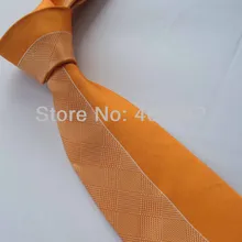 Yibei Coachella Галстуки Уникальный Оранжевый Половина с желтым Сетки шашки жаккард Средства ухода за кожей шеи галстук Gravata Формальное Средства ухода за кожей шеи галстук для Для мужчин платье партия