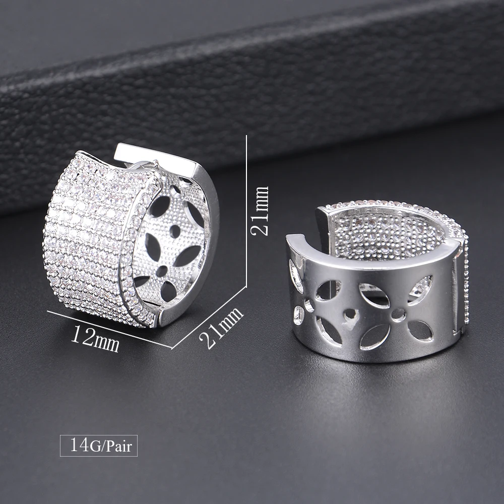21*12*21 мм популярные круглые серьги-кольца с широкой поверхностью корейские серьги CZ массивные ювелирные изделия для женщин и девушек