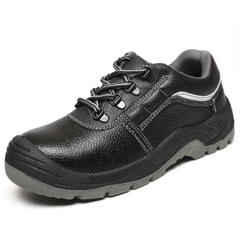 

men's fashion large size breathable steel toe covers work safety shoes construction site worker soft leather security boots male