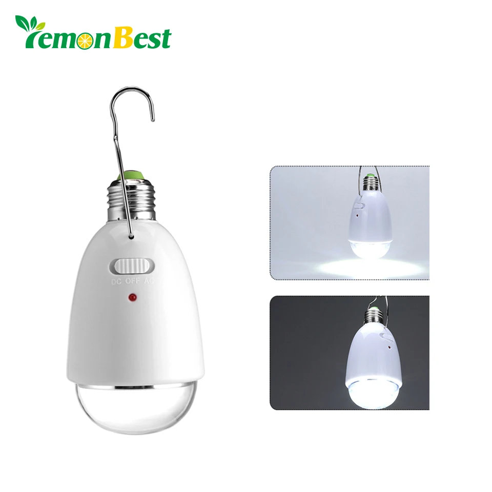E27 Rechargeable LED Solar lamp 85V-265V Support AC Charging Emergency Bulb Camping Hiking Fishing Outdoor Lightling with Remote | Лампы и
