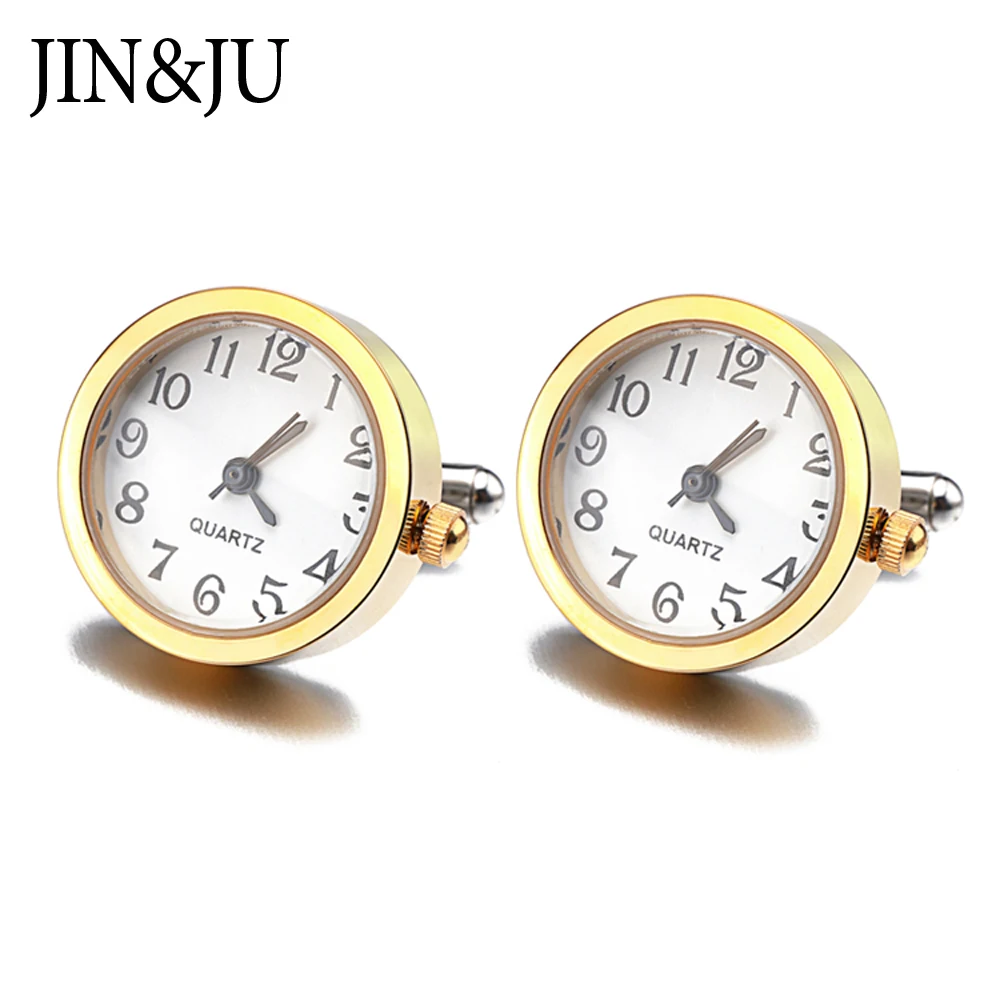 

JIN&JU Men High Quality Clock Cufflinks for Men Jewelry Delicacy Cuff links With Battery Digital Watch Cuffs Relojes Gemelos