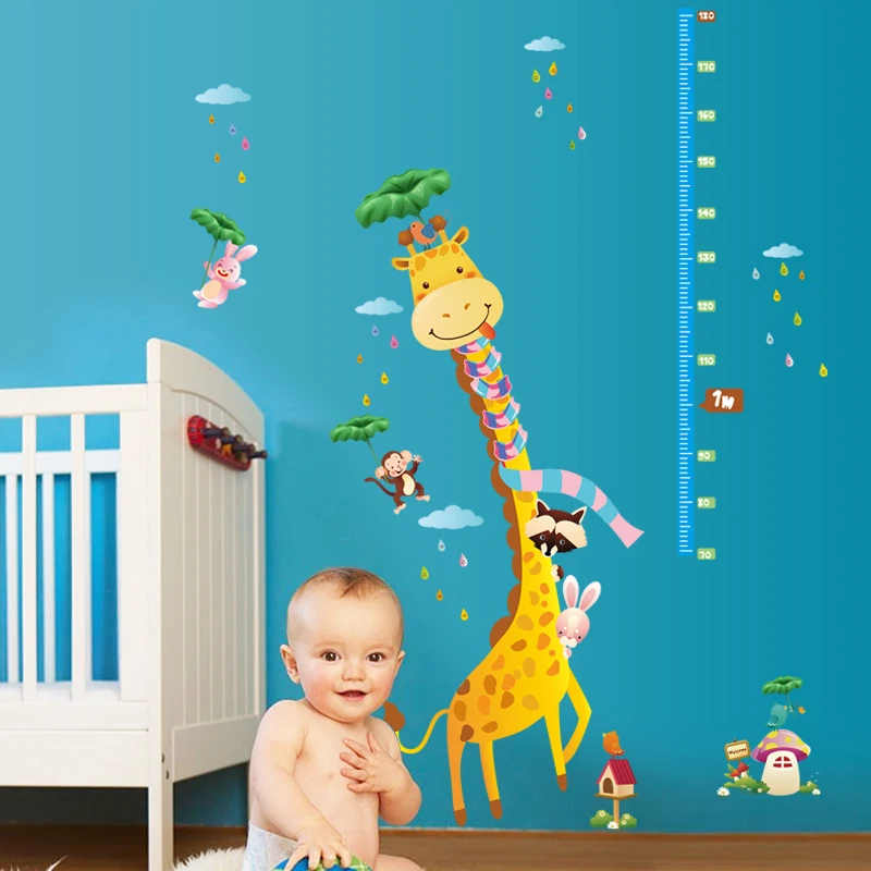 Amovible Vinyle Girafe Toise Sticker Colore Chaude Vend Stickers Muraux Accueil Decorations Diy Pvc Amovible Stickers Muraux Aliexpress