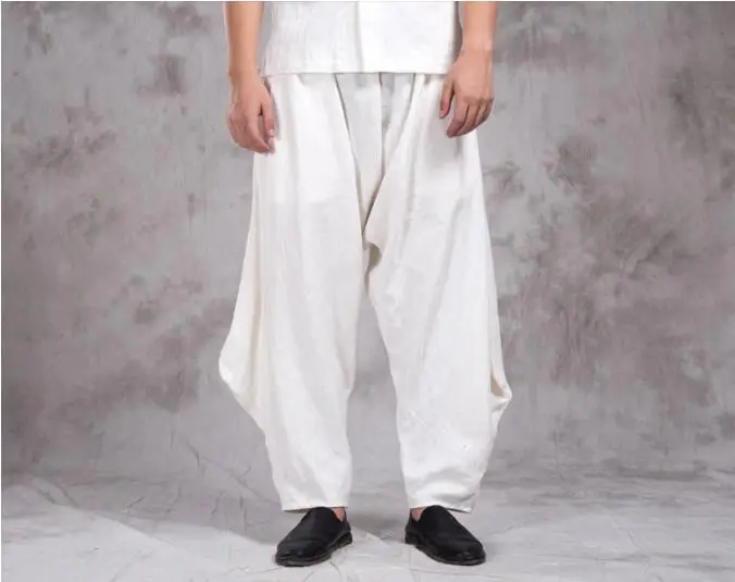 M~ 4XL! Новая мужская одежда, большие размеры, осенние и зимние мужские льняные повседневные штаны в китайском стиле, японские ретро-шаровары