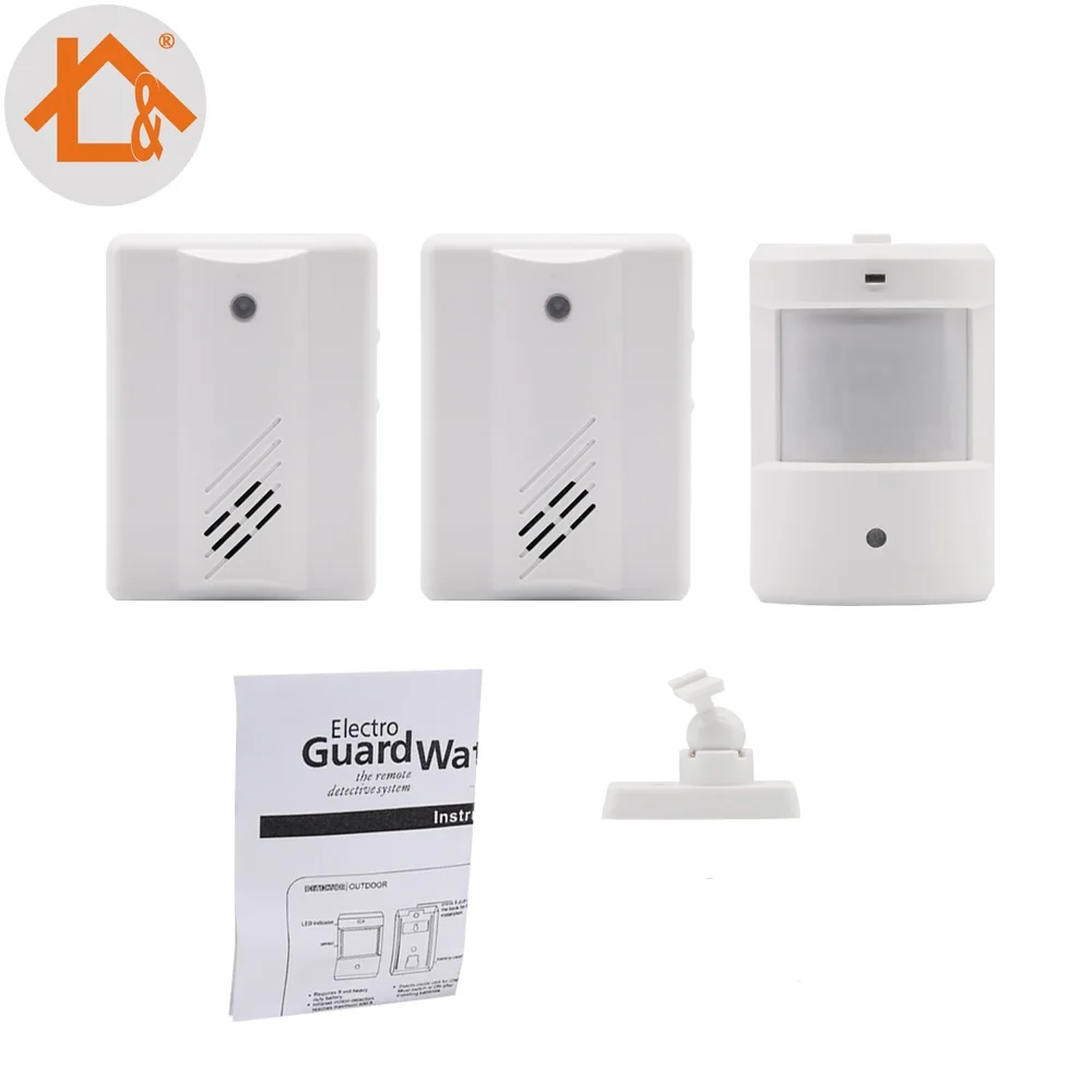 

PIR Motion Detector Sensor Wireless Alert Secure System Welcome Doorbell Alarm For Home 2 Receiver And 1 Transmitter