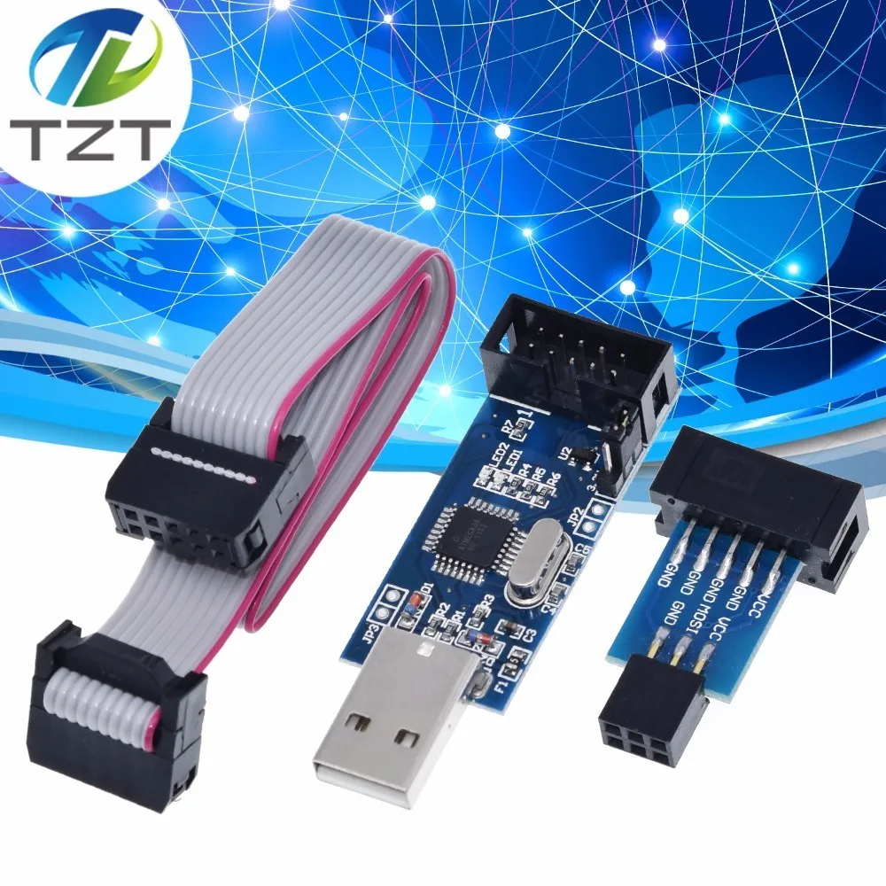 

1Set 10Pin To 6 Pin Adapter Board + USBASP USBISP AVR Programmer USB ATMEGA8 ATMEGA128 ATtiny/CAN/PWM 10Pin Wire Module DIY