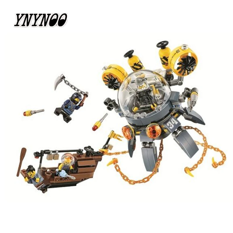 

YNYNOO 368pcs 10725 New Ninja Flying Jelly Sub Machine Battle Robots Model Building Blocks Toys Bricks Compatible With 70610