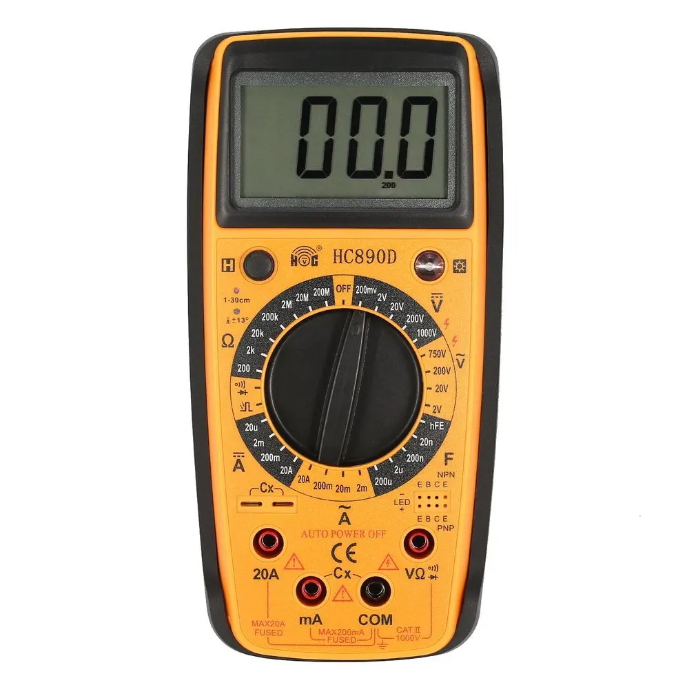 

HC890D Digital Multimeter AC DC Volt Amp Ohm Capacitance Diode hFE Infrared Tester Meter Continuity testing 1999 Count Brand New