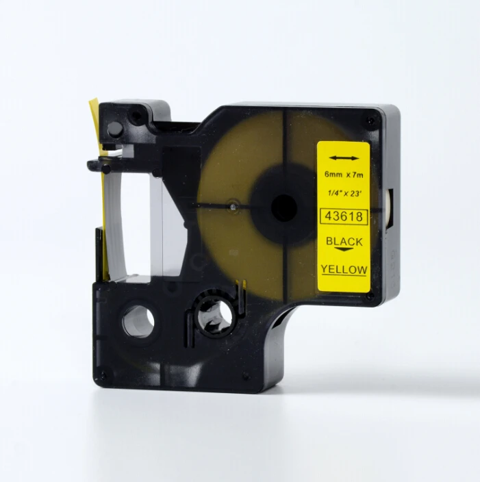 6mmX7m 6mm label Black on yellow tape 43618 compatible d1 label tapes