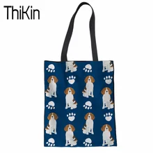 THIKIN сумка-шоппер для Для женщин Сумки Экологичные сумки Портативный 3D Бигль Печать на холсте мешки Shopper Сумки Многоразовые