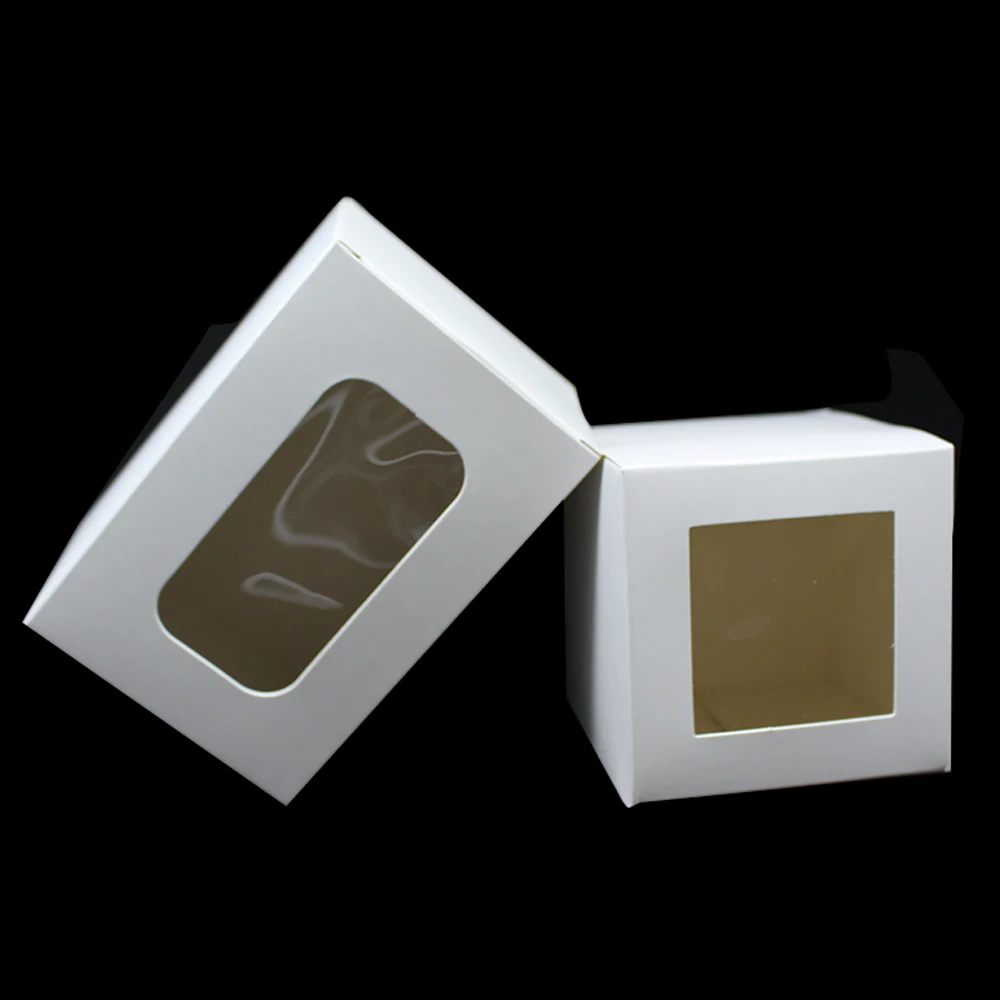 

20pcs Wedding Cake Gift Box with Plastic Window for Candy Chocolate Storage Paper Carton Boxes Bakery Display Package Supplies